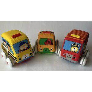 Melissa & Doug K’s Kids Pull Back Vehicle Lot of 3 Soft Toy Ages 9 Months and Up
